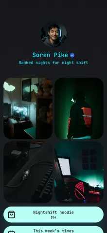 Example link in bio page for a streamer