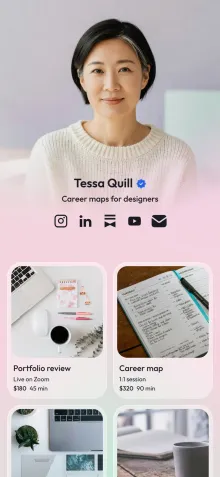 Example link in bio page for a career coach
